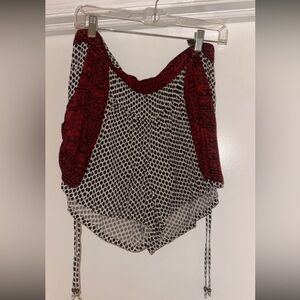 Free People Red & Black Patterned Boho shorts